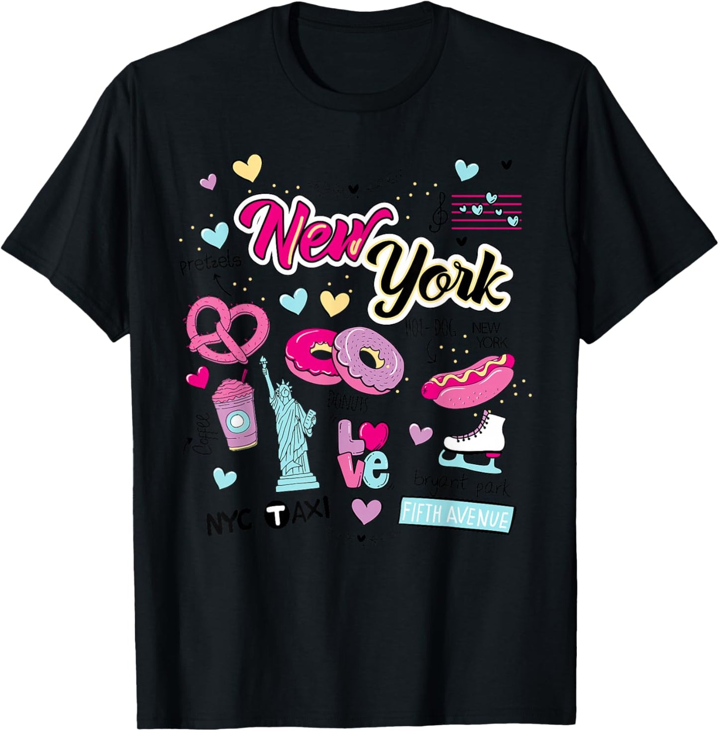I Love New York New York City Illustration Graphic Designs T-Shirt - T-Shirt | Black