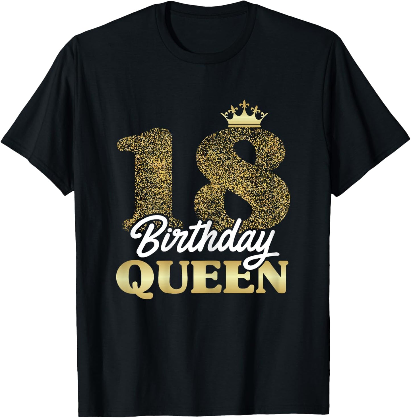 18th Birthday Girl Woman Cute Queen 18 years old Crown Bday T-Shirt - T-Shirt | Black