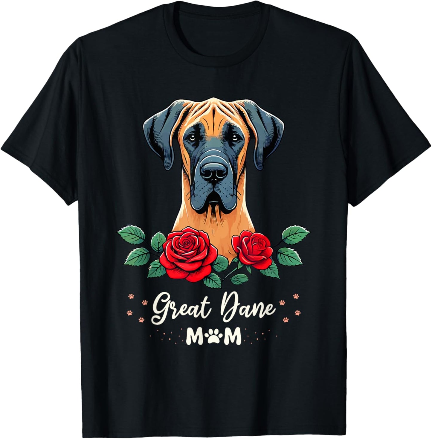 Roses Flowers Great Dane Mom Mastiff Great Danes T-Shirt - T-Shirt | Black
