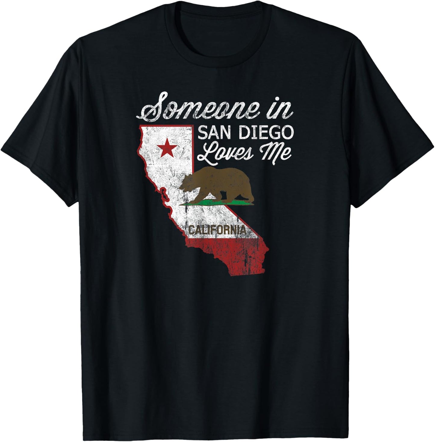 Someone in San Diego Loves Me Cali Native Vintage CA T-Shirt - T-Shirt | Black
