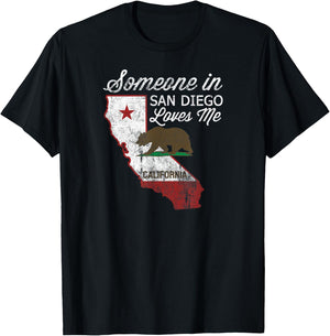 Someone in San Diego Loves Me Cali Native Vintage CA T-Shirt - T-Shirt | Black