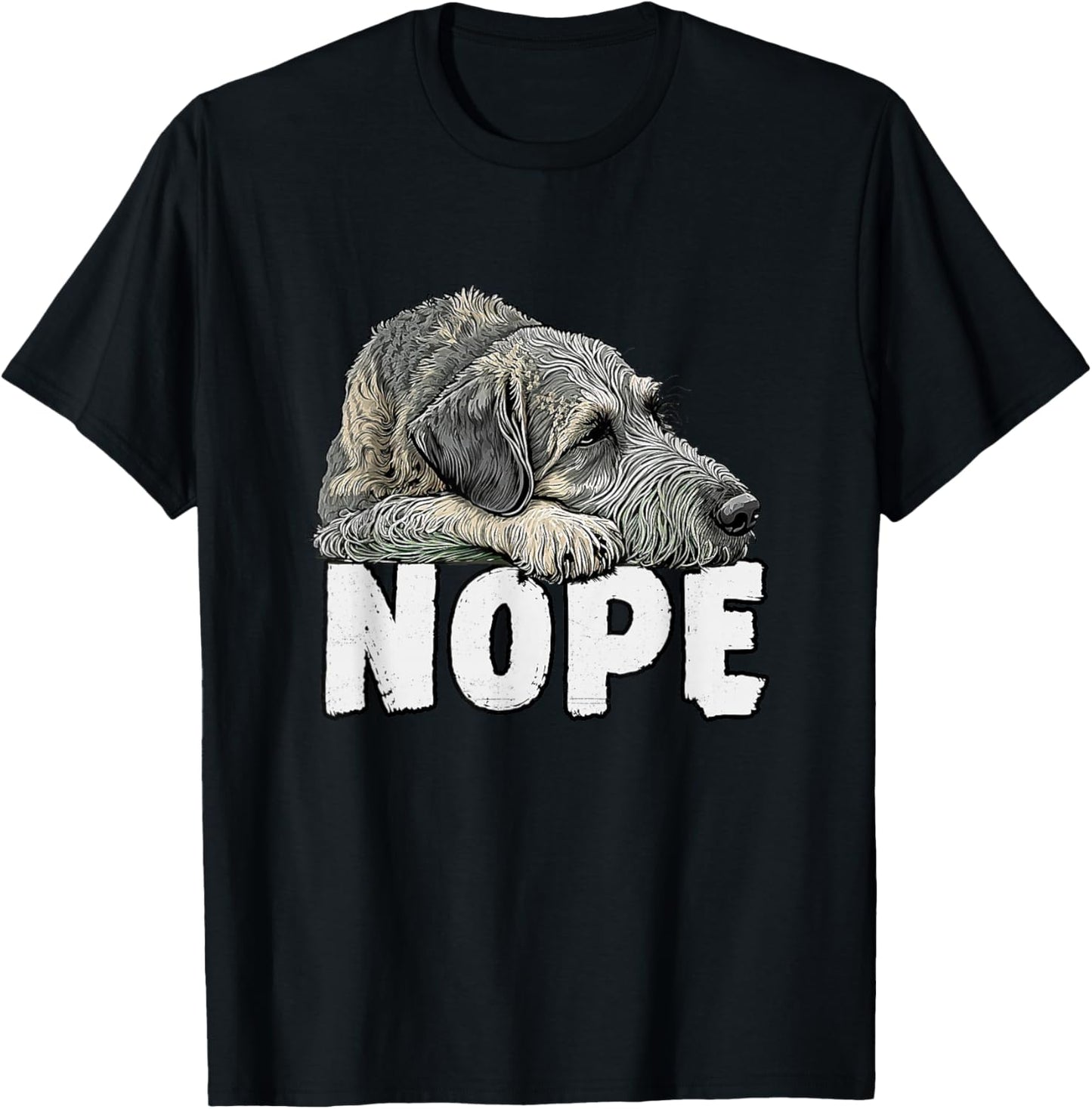 Irish Wolfhound Nope Funny Lazy Pet Dog Cute T-Shirt - T-Shirt | Black