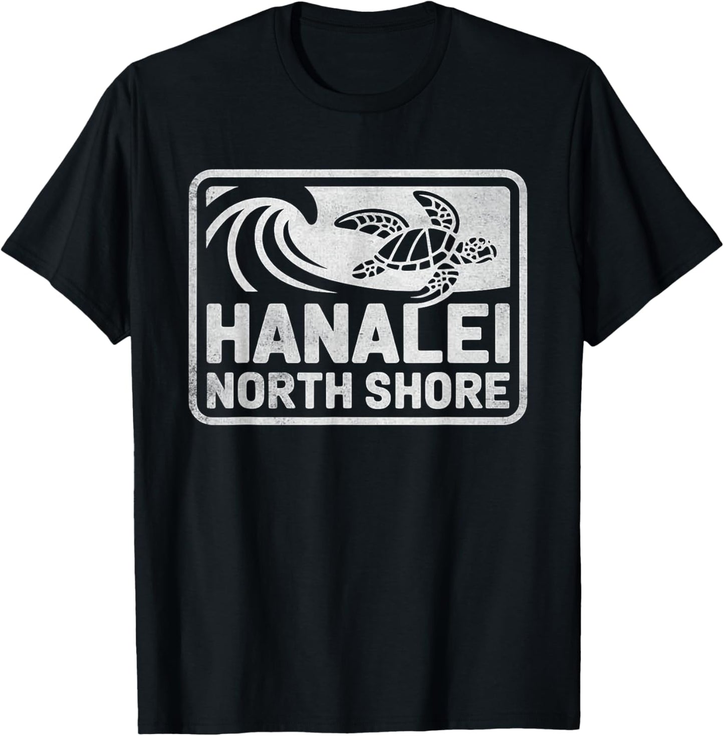 Hanalei North Shore Sea Turtle Kauai Hawaii Retro Hawaiian T-Shirt - T-Shirt | Black