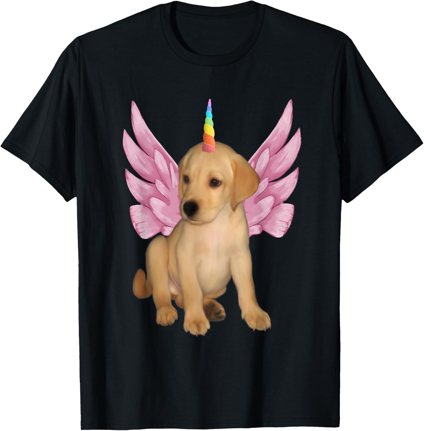 Cute Unicorn Pegasus Unipeg Puppy T-Shirt - T-Shirt | Black