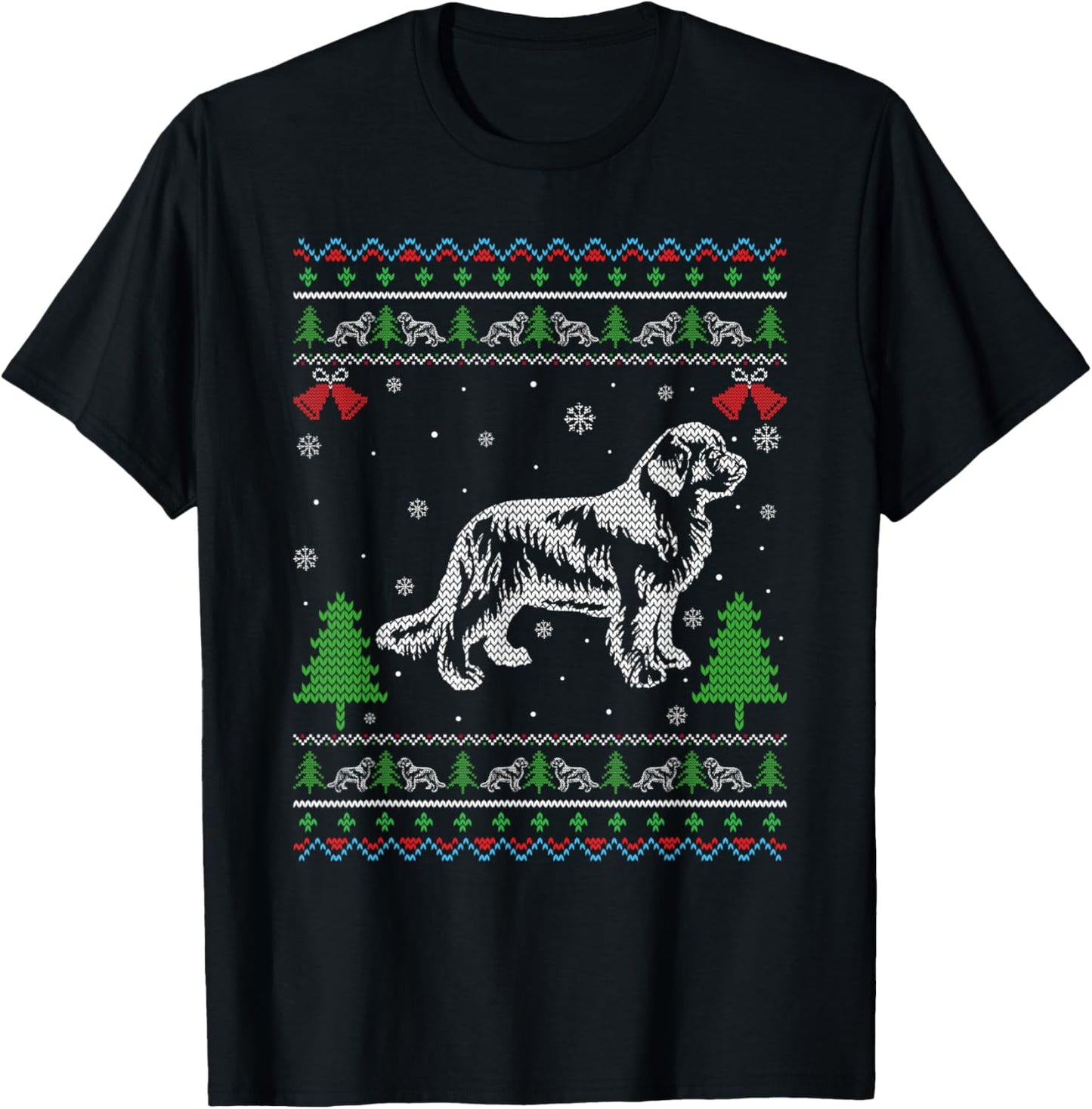 Ugly Xmas Design Newfoundland Dog Ugly Christmas Sweater Women Kids T-Shirt - T-Shirt | Black