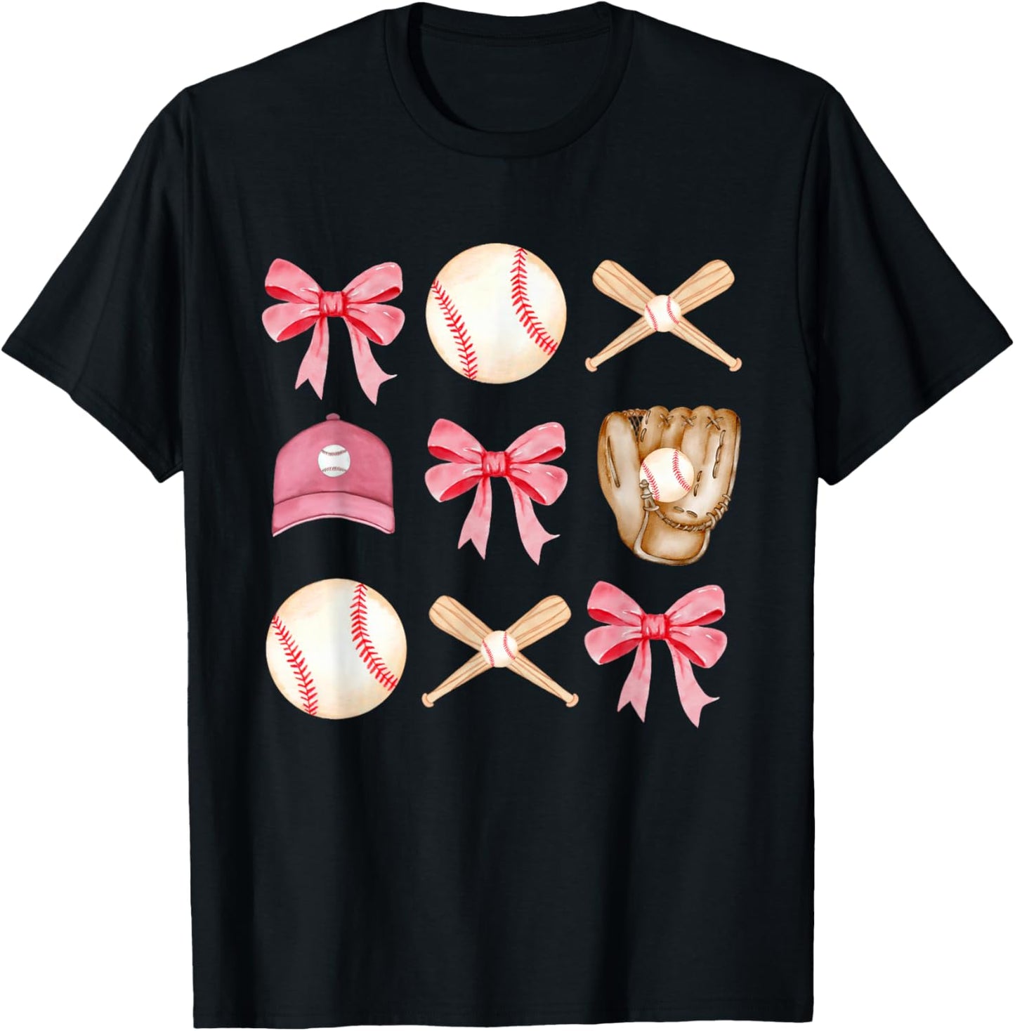 Baseball Mom Coquette Mothers Day Women Girls Baseball Mama T-Shirt - T-Shirt | Black