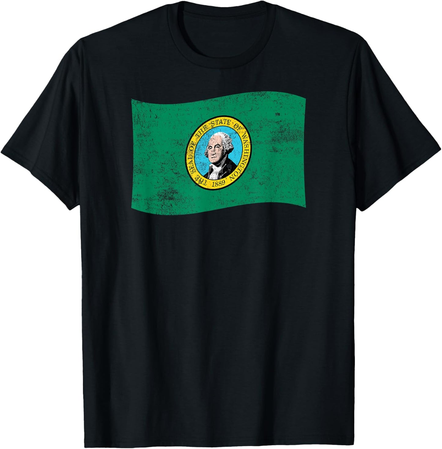 Washington Waving State Flag – WA Washingtonian T-Shirt - T-Shirt | Black
