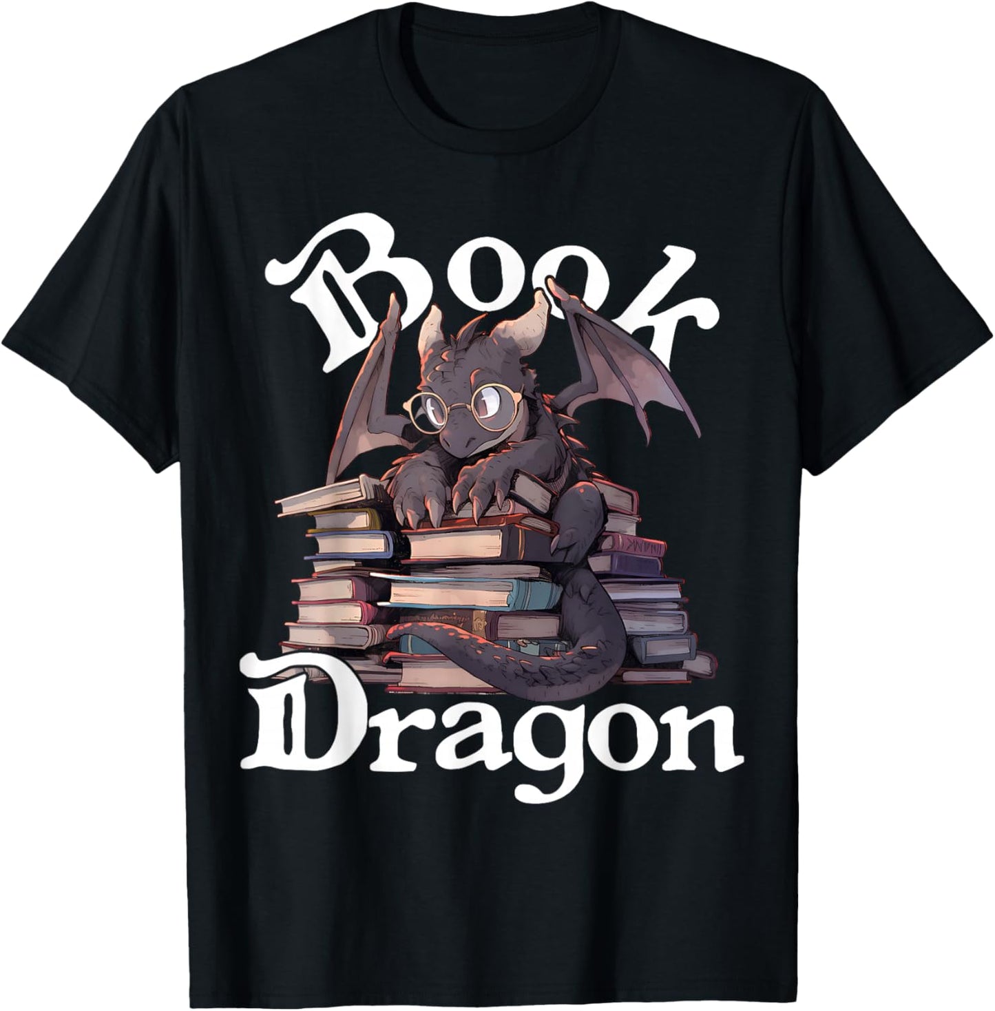Book Dragon Book Lover Bookworm Funny Book Reader Librarian T-Shirt - T-Shirt | Black