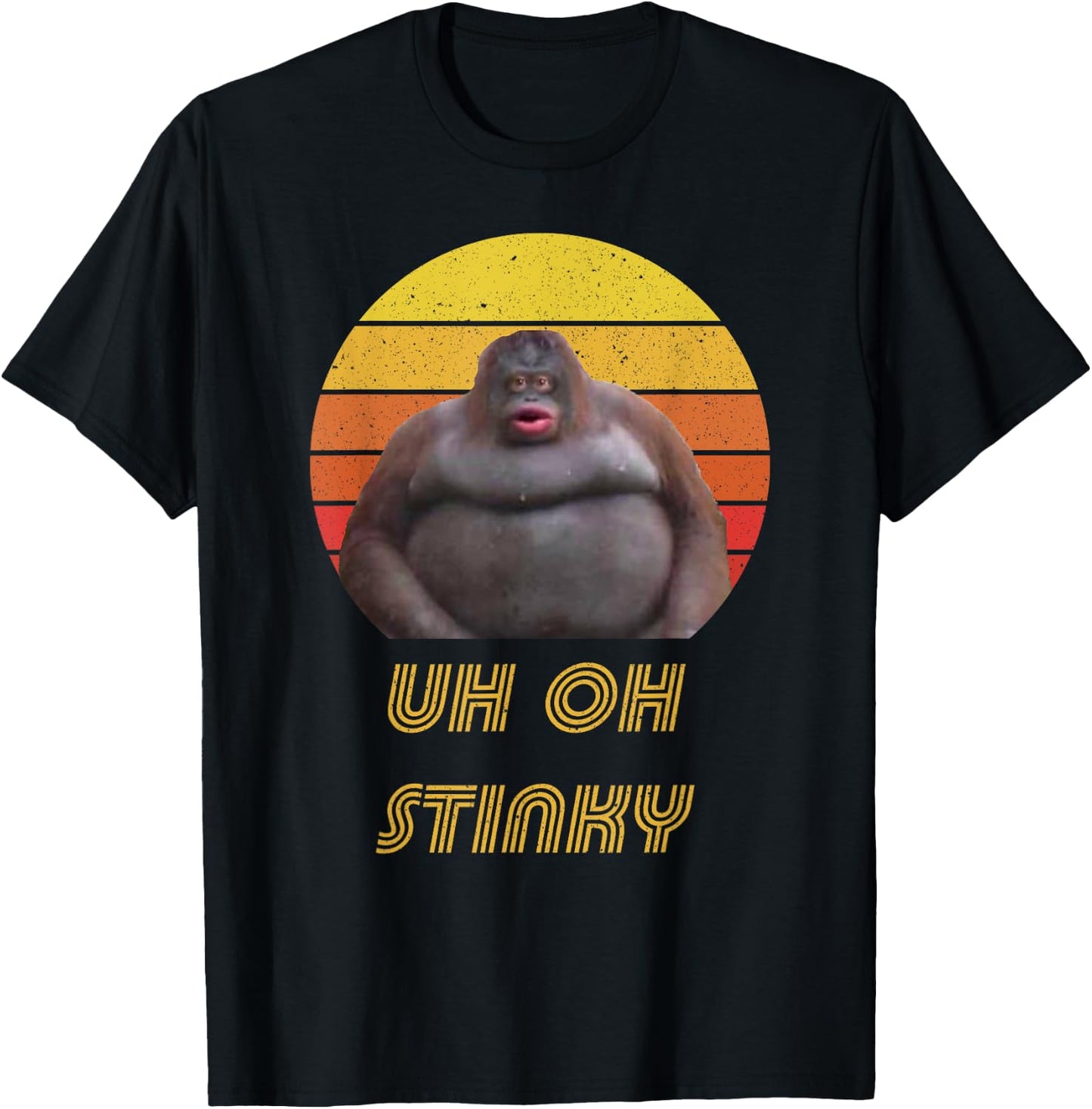 Uh Oh Stinky Poop Vintage Retro Dank Memes Le Monke T-Shirt - T-Shirt | Black