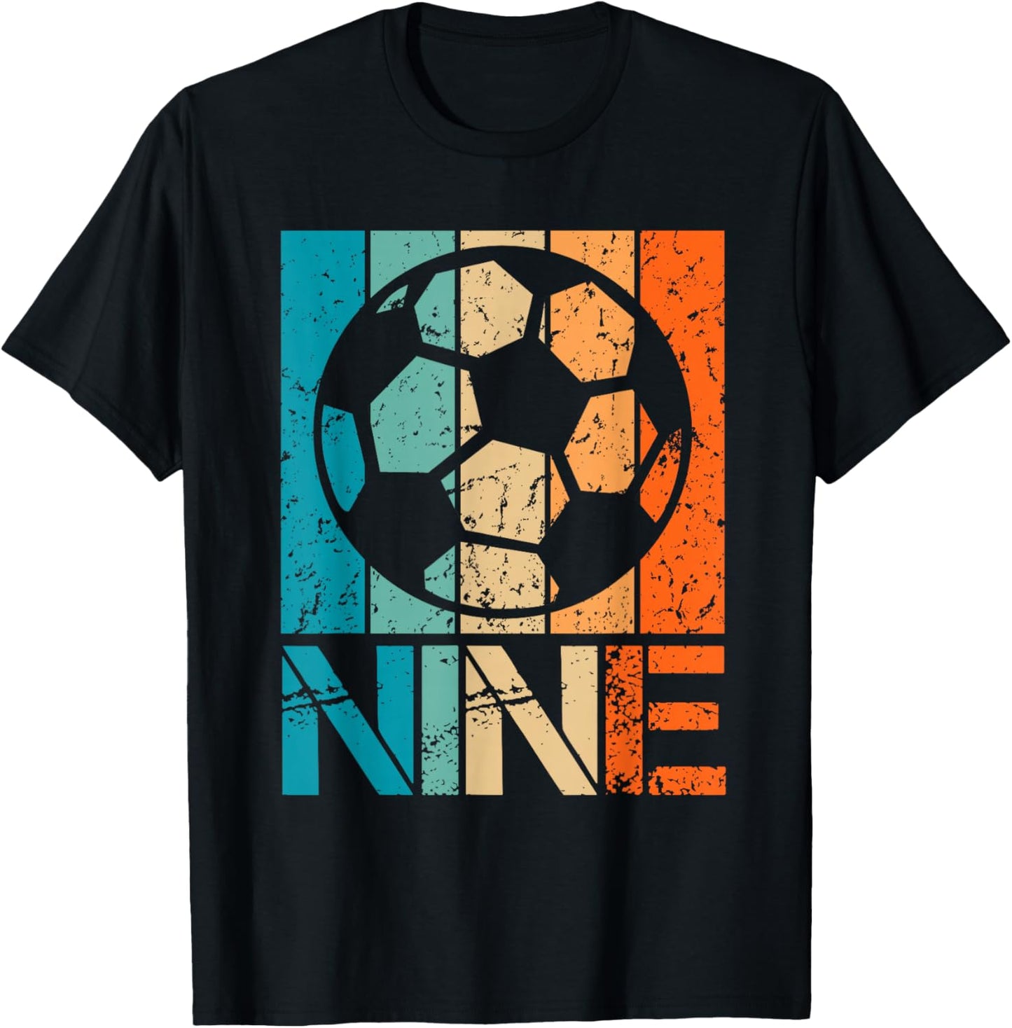 9th Soccer Birthday 9 Year Old 9yr Boys Girl Birthday Soccer T-Shirt - T-Shirt | Black