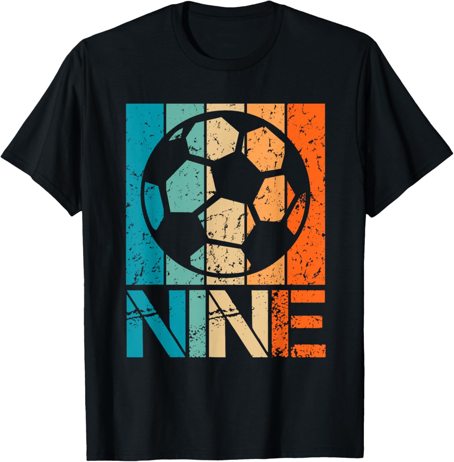 9th Soccer Birthday 9 Year Old 9yr Boys Girl Birthday Soccer T-Shirt - T-Shirt | Black