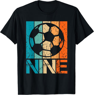 9th Soccer Birthday 9 Year Old 9yr Boys Girl Birthday Soccer T-Shirt - T-Shirt | Black
