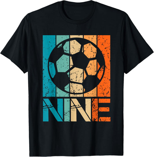 9th Soccer Birthday 9 Year Old 9yr Boys Girl Birthday Soccer T-Shirt - T-Shirt | Black