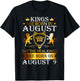 Kings Are Born On August 9th Birthday Bday Boys Kids T-Shirt - T-Shirt | Black