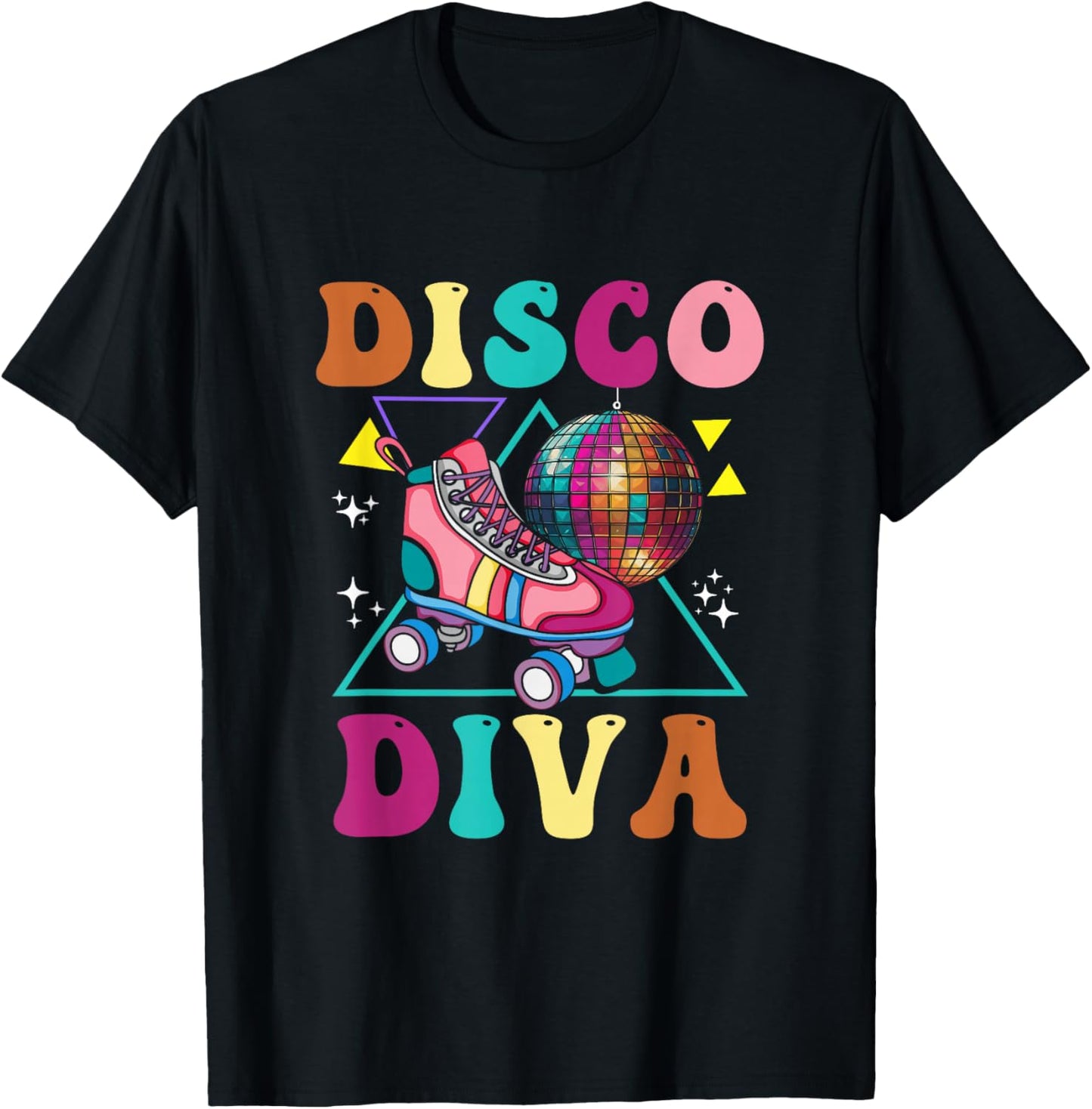 Roller Skating Disco Diva Skate Girl 70s Skater Groovy T-Shirt - T-Shirt | Black