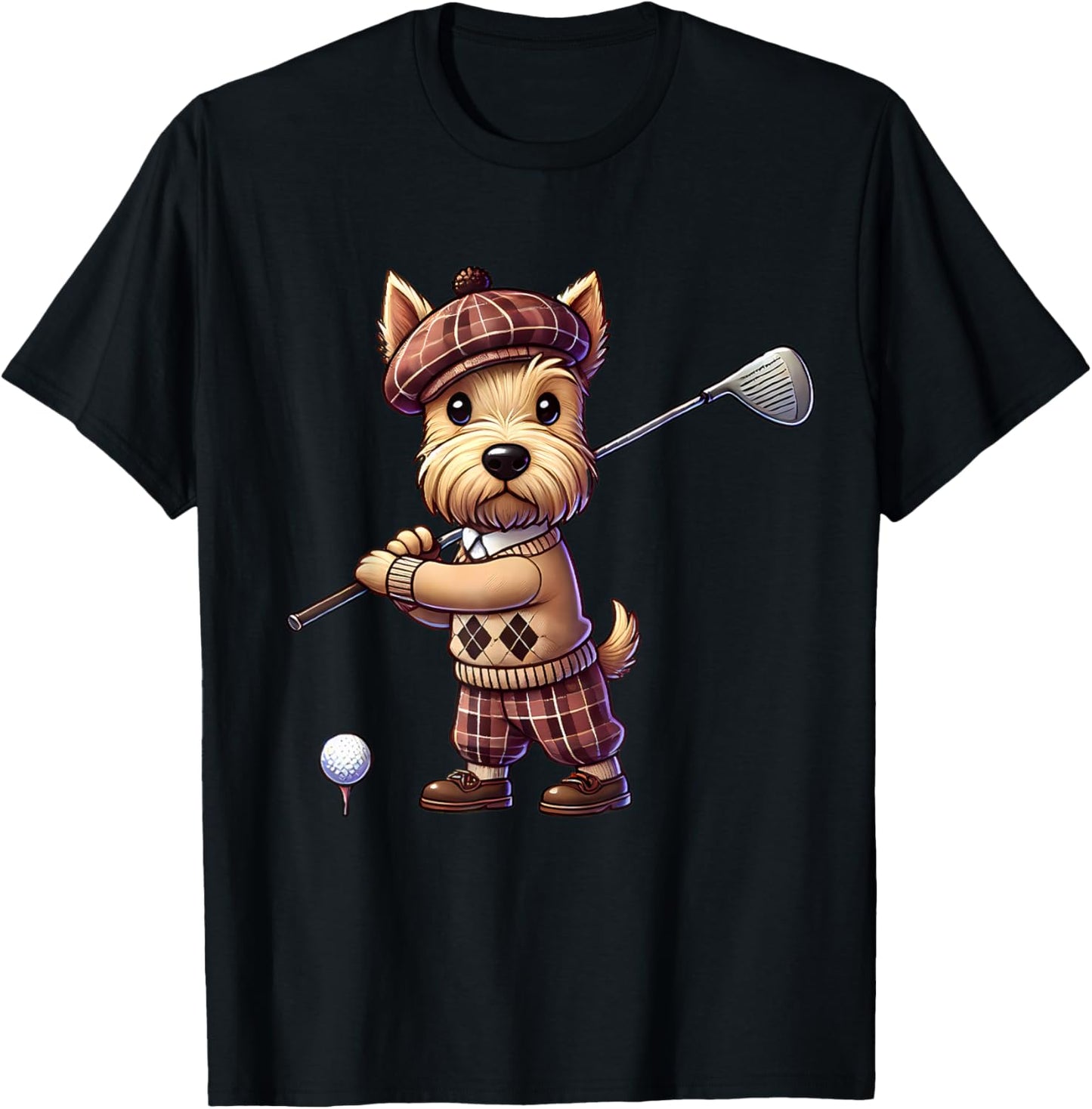 Cute Scottish Terrier Playing Golf Golfer Golfing Men Women T-Shirt - T-Shirt | Black