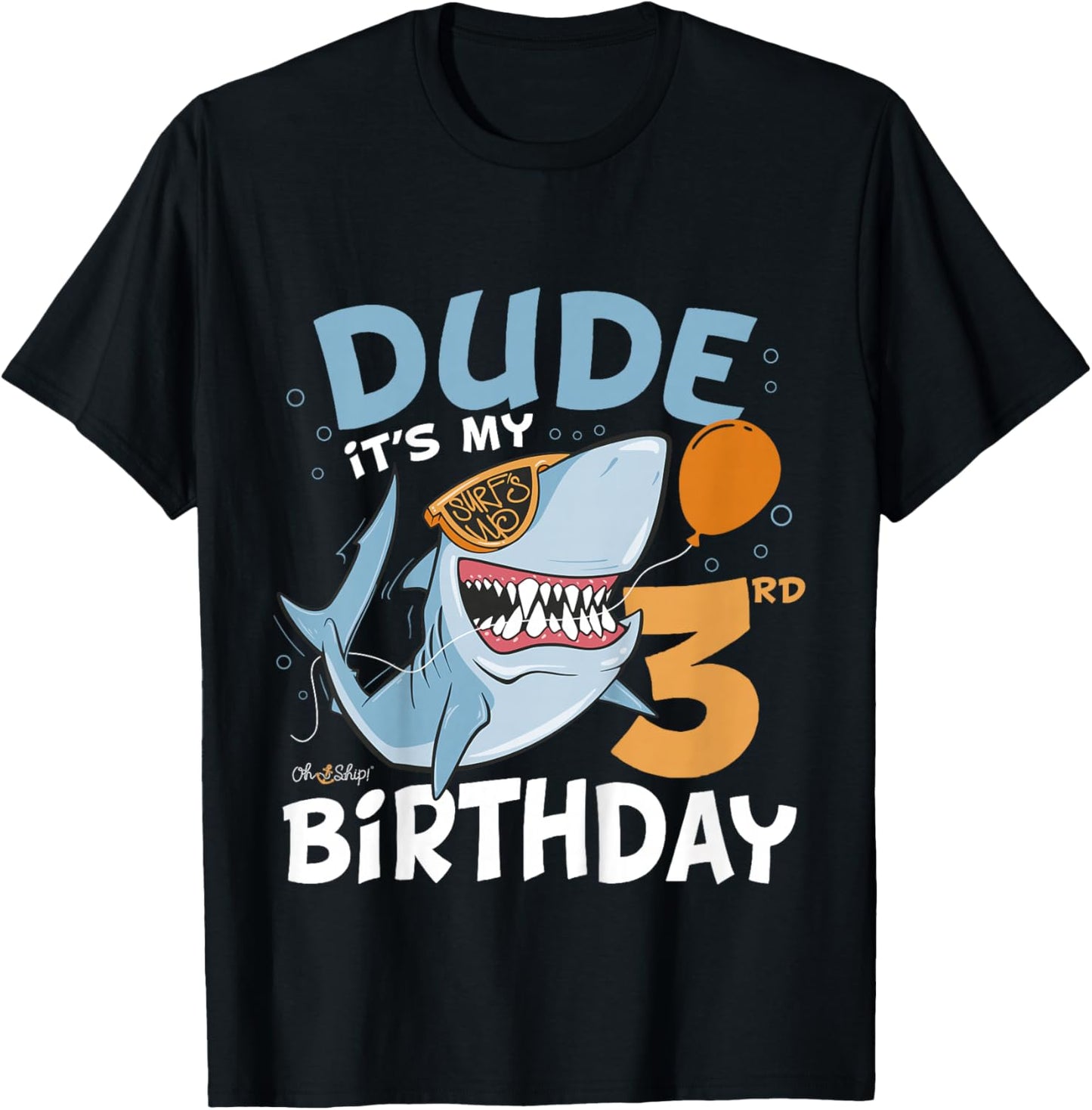 Kids Dude it's my 3rd Birthday - Fun Shark 3rd Birthday Boy T-Shirt - T-Shirt | Black