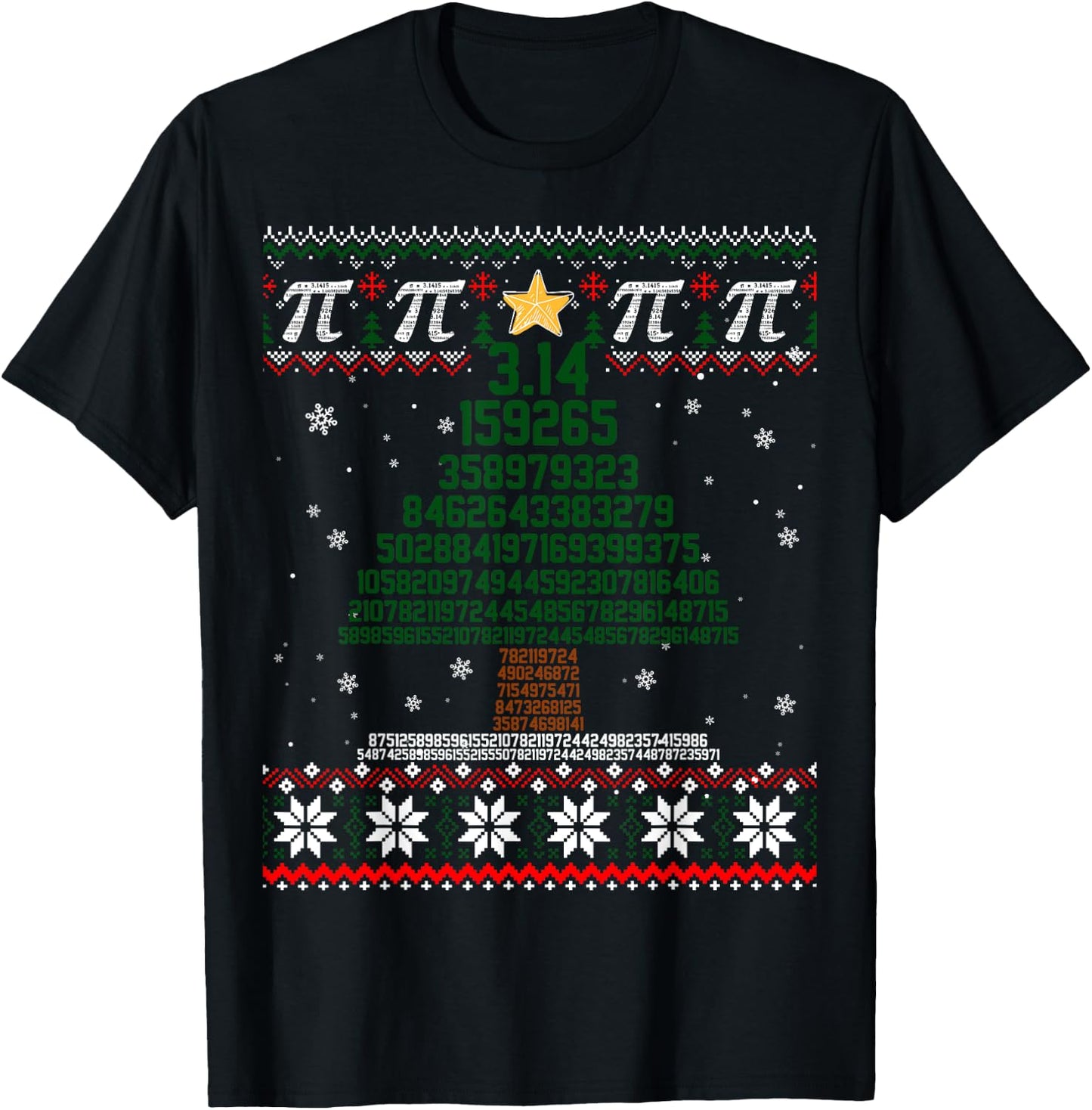 Funny Pi Tree Christmas Math Teacher Ugly Sweater Men Women Kids T-Shirt - T-Shirt | Black