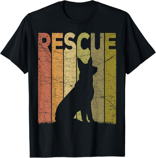 Dog Rescue Vintage Dog Rescuer Retro Dog Rescue T-Shirt - T-Shirt | Black