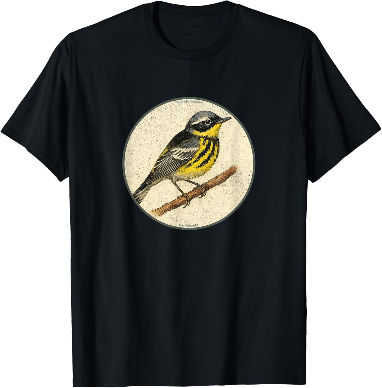 Colorful Retro Magnolia Warbler Bird Design T-Shirt - T-Shirt | Black