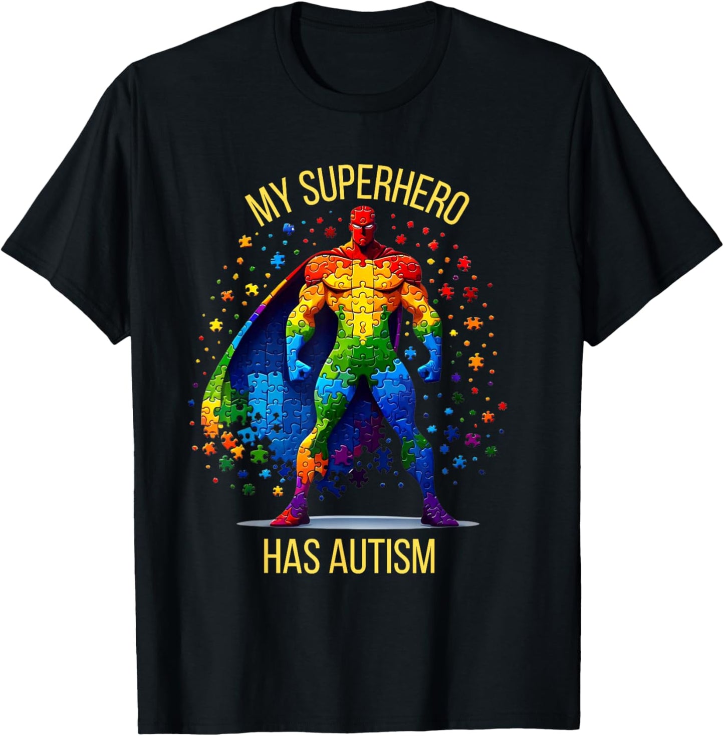 My Superhero Has Autism Super Hero Autism Awareness T-Shirt - T-Shirt | Black