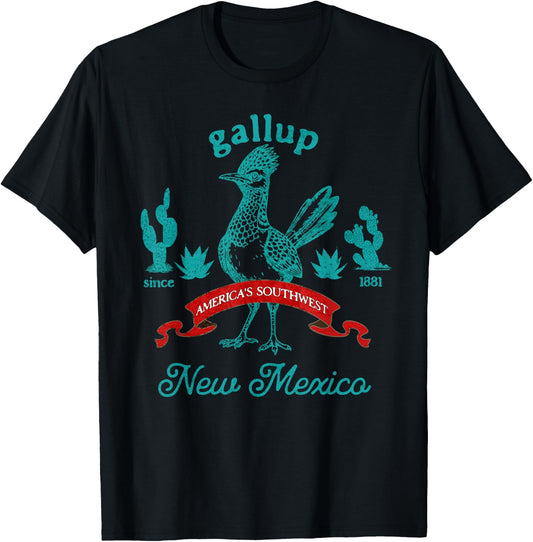 Gallup New Mexico Roadrunner Vintage Cactus Souvenir T-Shirt - T-Shirt | Black