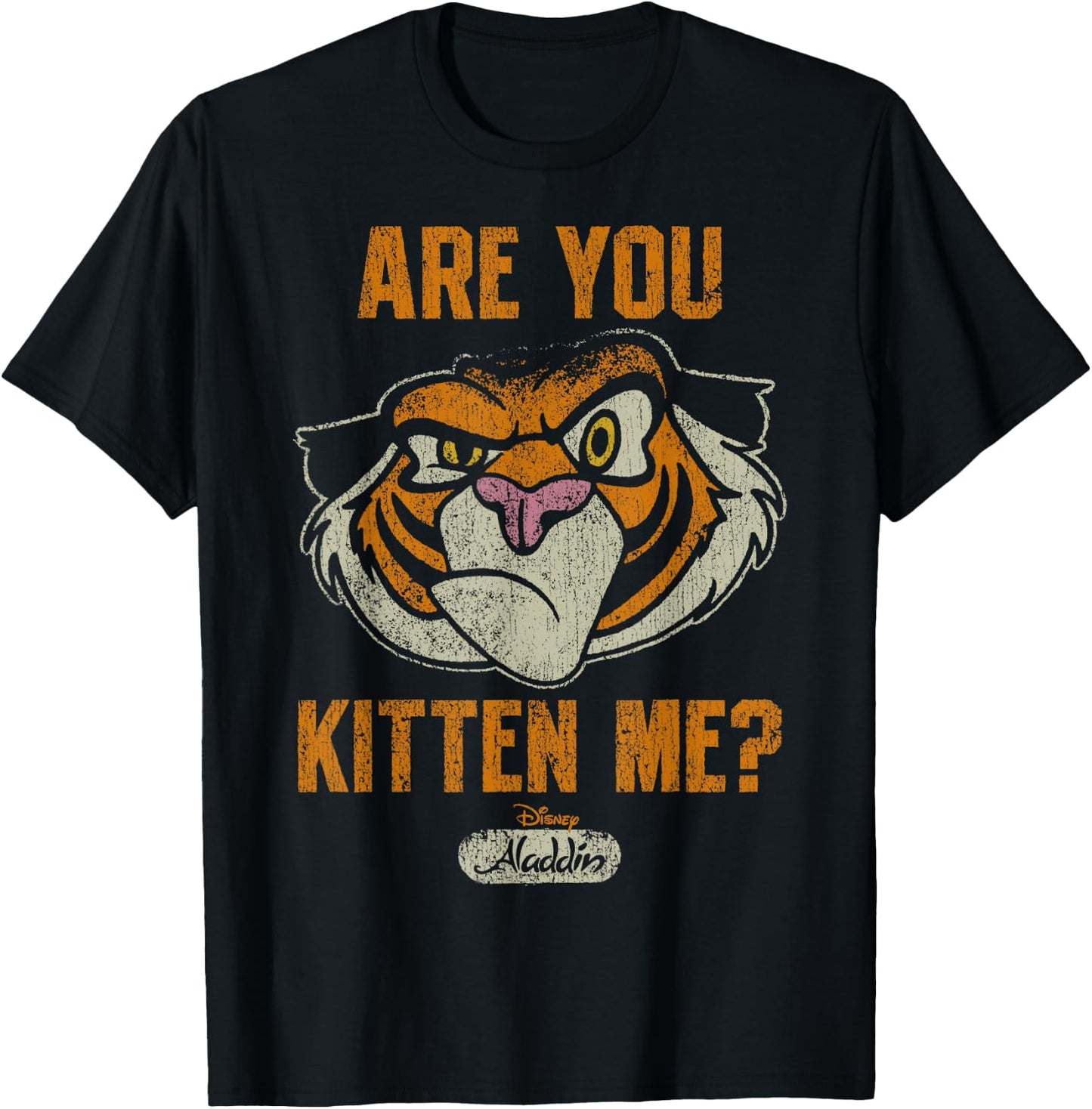 Disney Aladdin Rajah are You Kitten Me? Faded Portrait T-Shirt - T-Shirt | Black