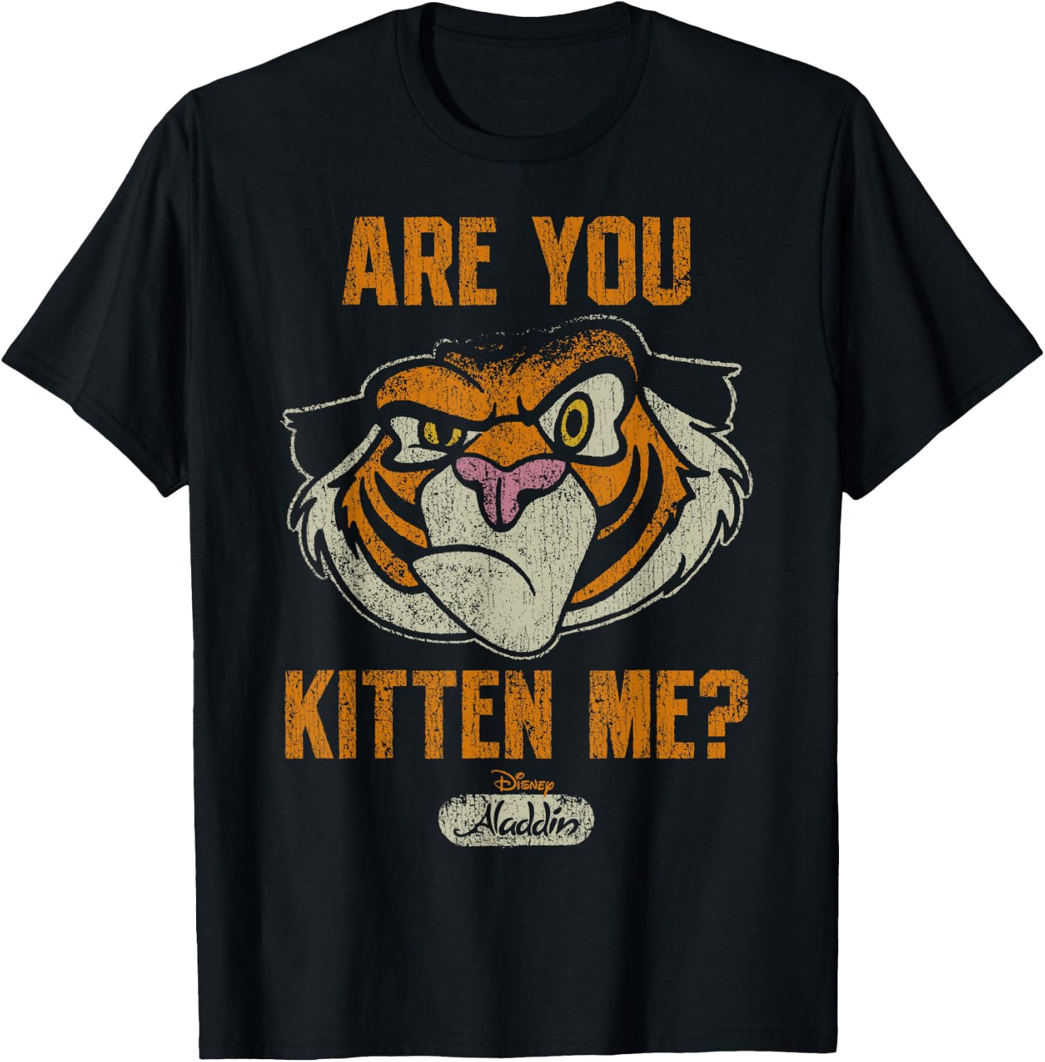 Disney Aladdin Rajah are You Kitten Me? Faded Portrait T-Shirt - T-Shirt | Black