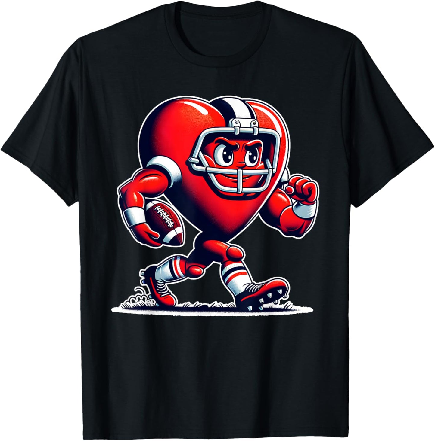 Valentine's Day Heart Football Player Retro Style T-Shirt - T-Shirt | Black