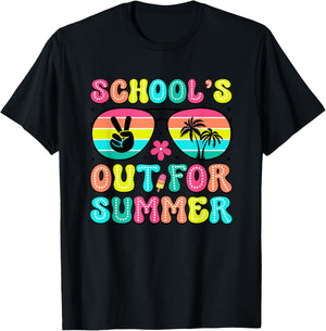 School's Out For Summer Sunglasses Palm Trees T-Shirt - T-Shirt | Black