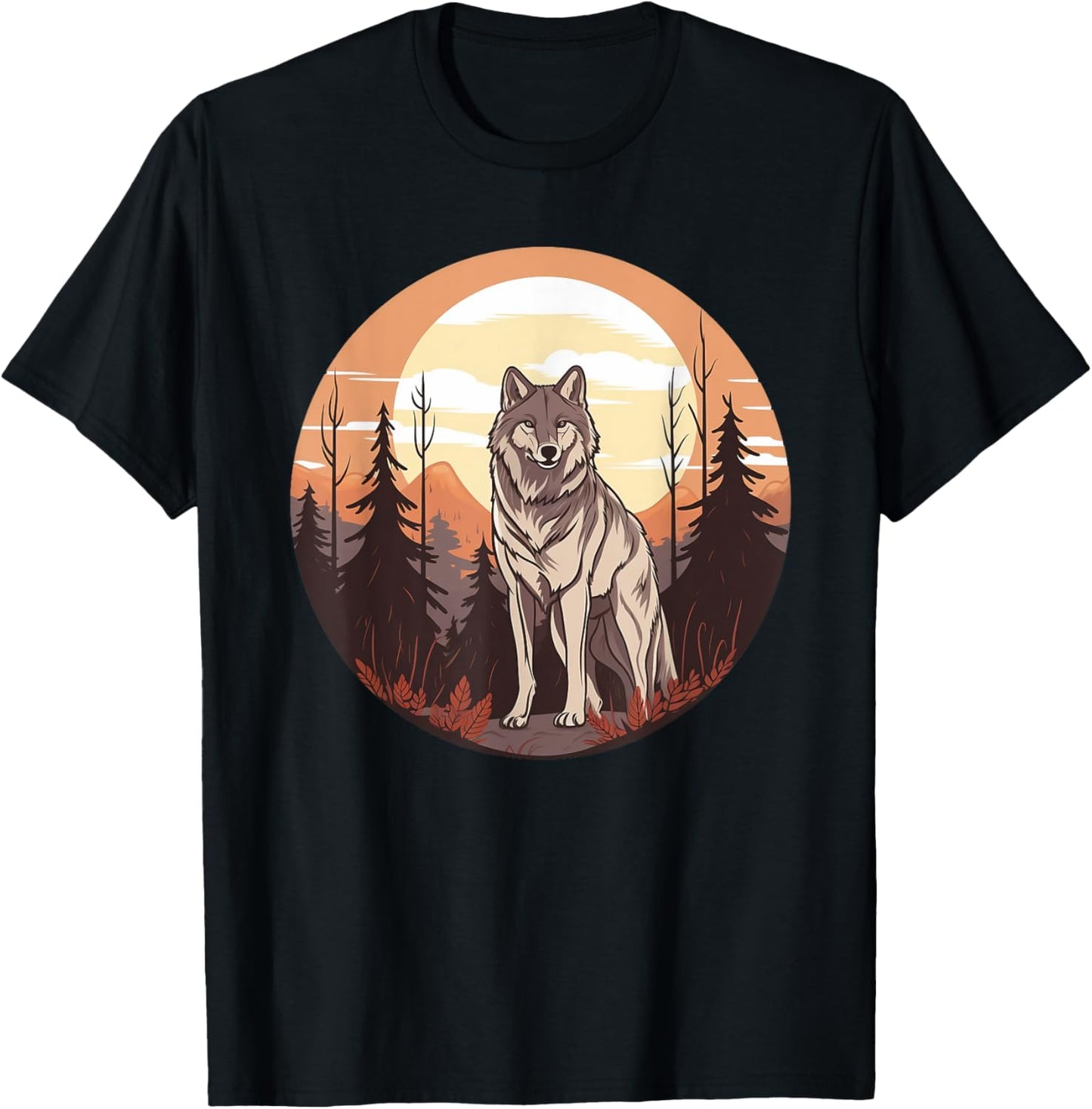 Wolf In The Forest I Kids Wolf T-Shirt - T-Shirt | Black