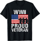 Patriotic USA Veteran Apparel & Gifts Outlet Proud WWII Veteran - Men's Classic Fit Black Short Sleeve - Small T-Shirt - T-Shirt | Black