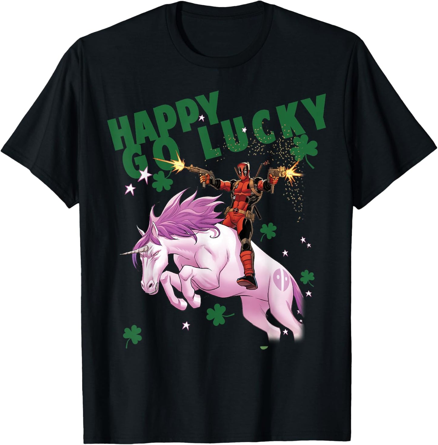 Marvel Deadpool Happy Go Lucky Magical Unicorn T-Shirt - T-Shirt | Black