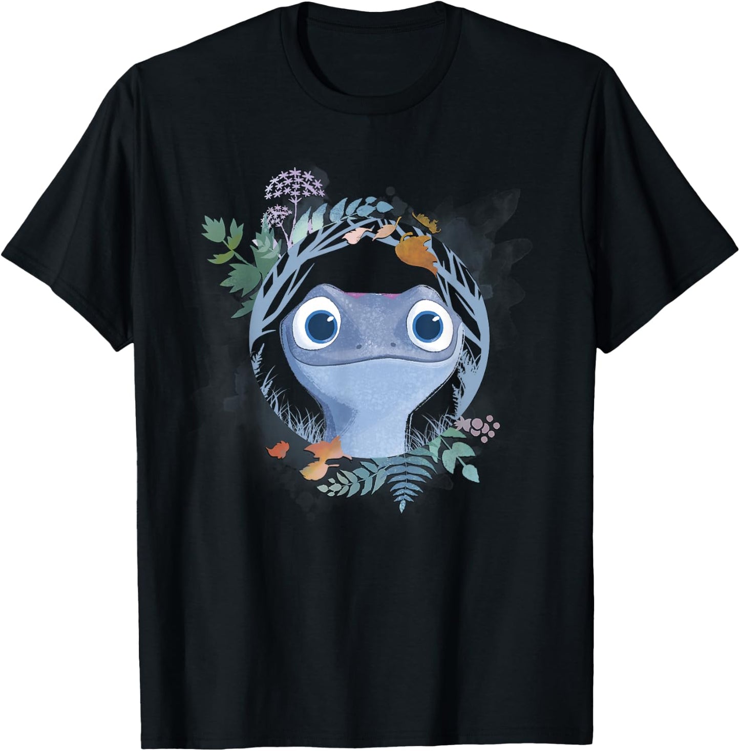 Disney Frozen 2 Bruni The Salamander Watercolor Portrait T-Shirt - T-Shirt | Black