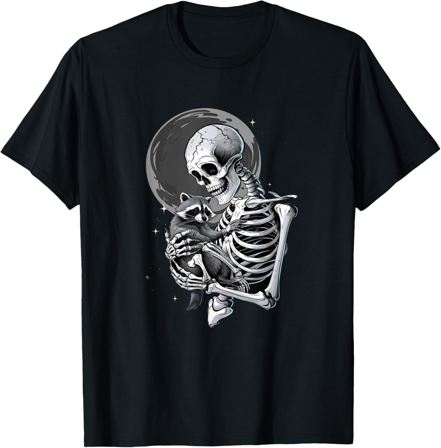 Raccoon Skull Cute Skeleton Halloween Men Women Kids T-Shirt - T-Shirt | Black