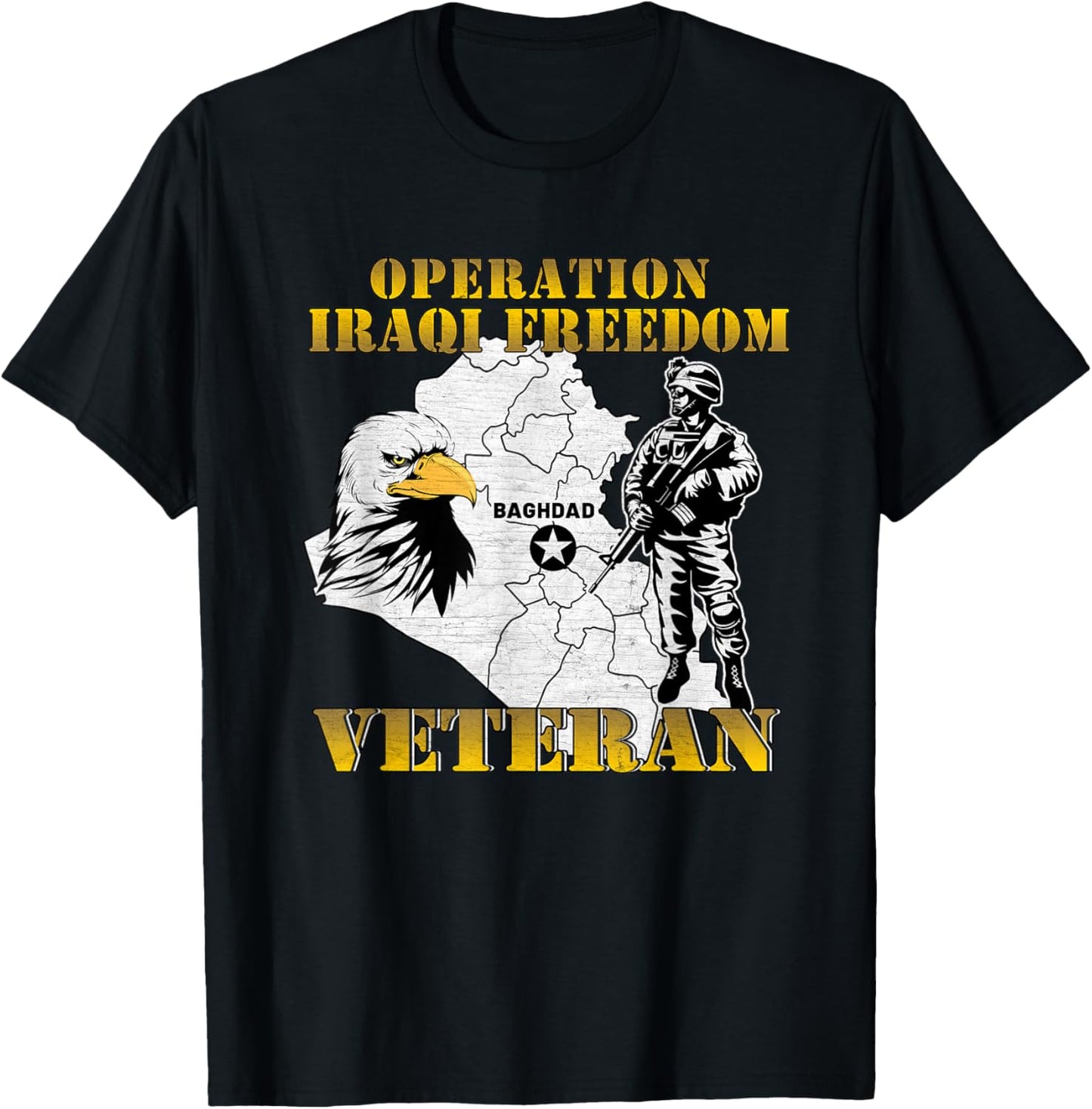 Operation Iraqi Freedom OIF Combat Veteran Vintage Black Adults T-Shirt - T-Shirt | Black