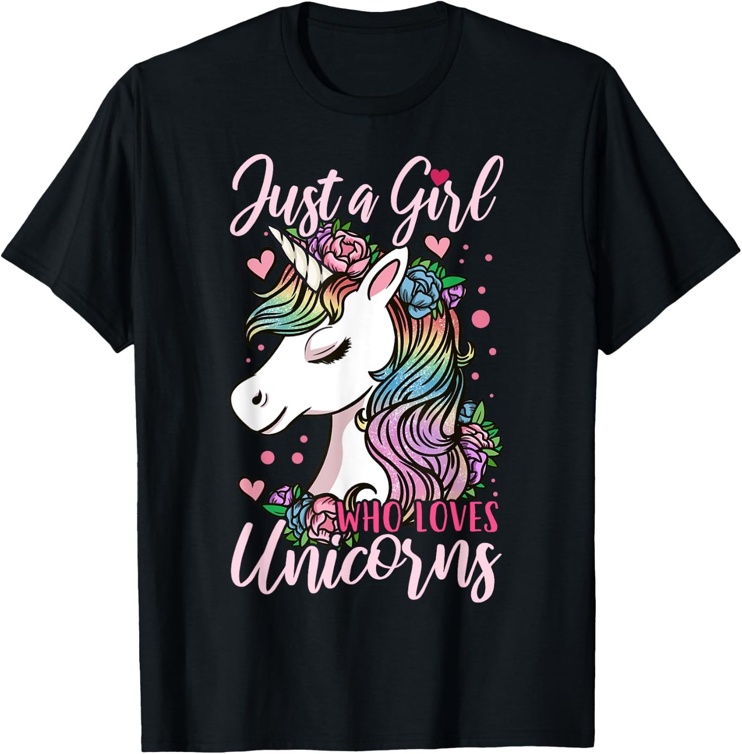 Unicorn Just a Girl Who Loves Unicorns Gift T-Shirt - T-Shirt | Black