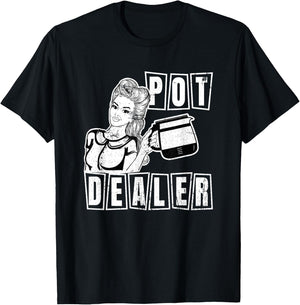 Funny Diner Waitress Retro Server Coffee Pot Dealer T-Shirt - T-Shirt | Black