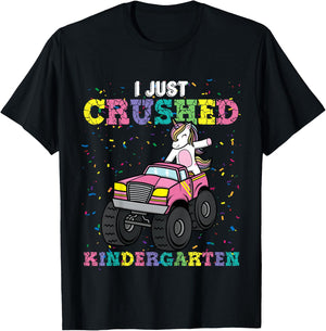 I Just Crushed Kindergarten Unicorn Truck Graduation Girls T-Shirt - T-Shirt | Black