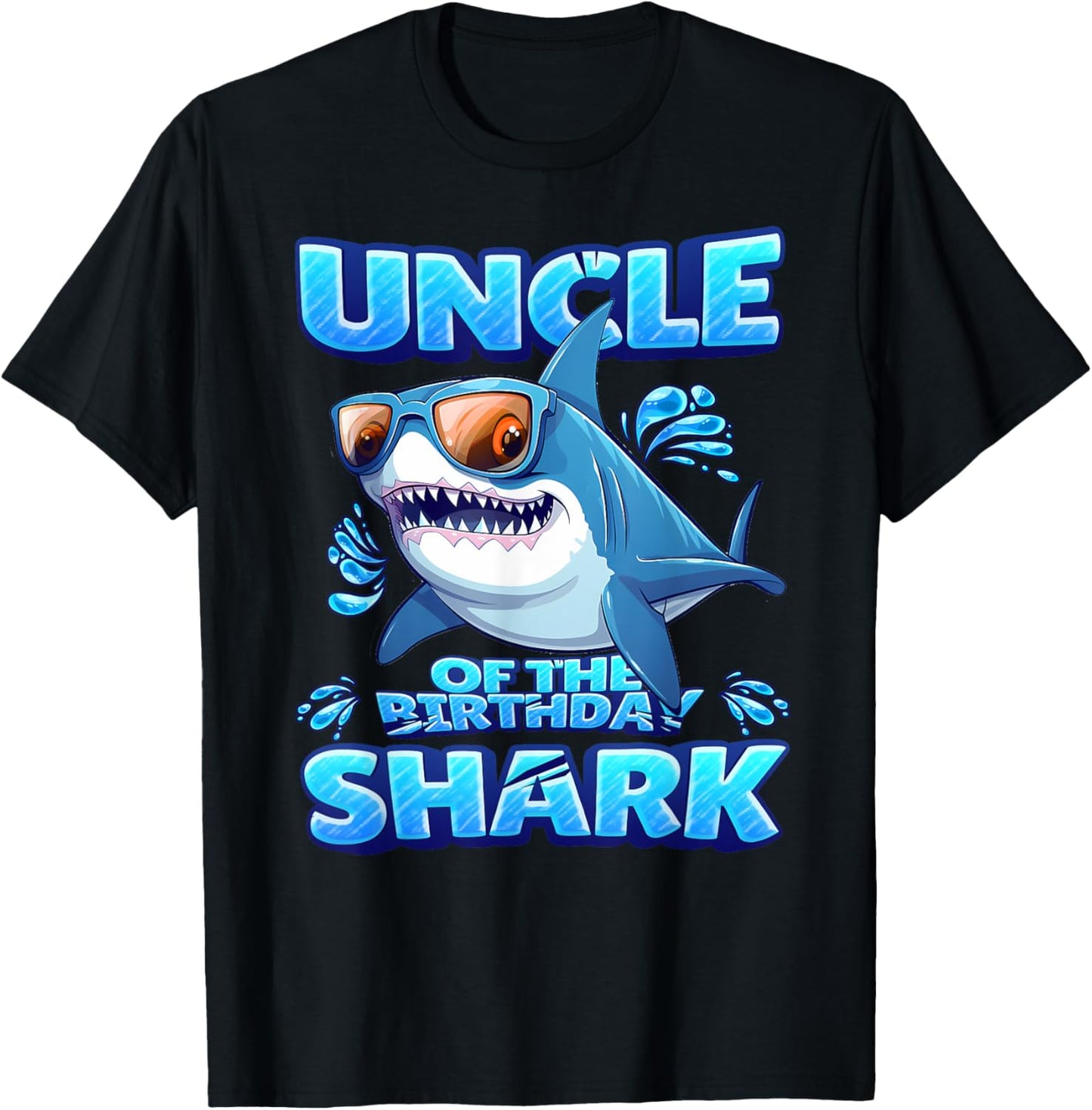 Uncle of The Shark Birthday Boys & Girls Matching Family T-Shirt - T-Shirt | Black