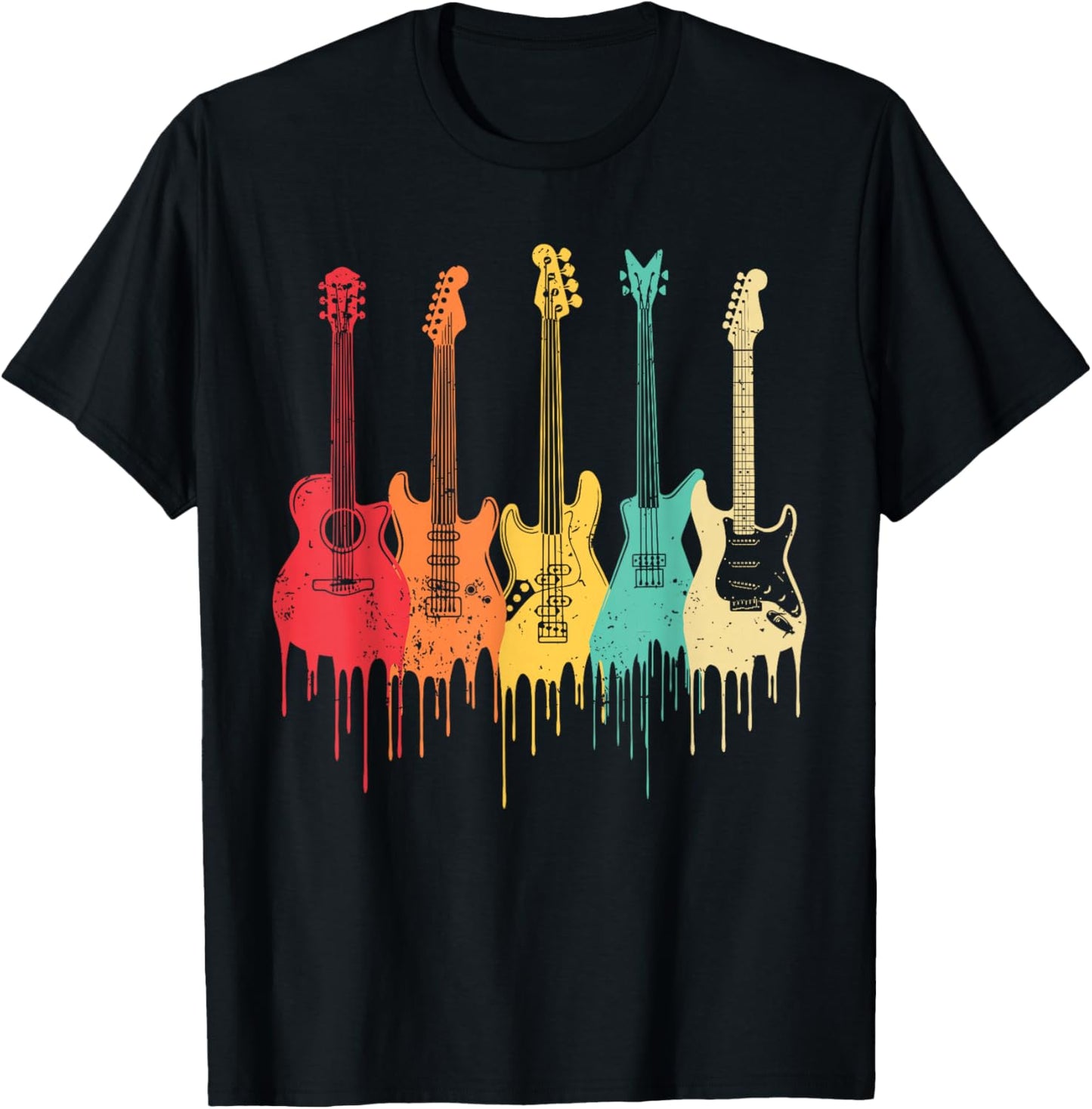 Vintage Guitar Gift Women Music Band Guitarist Stuff T-Shirt - T-Shirt | Black