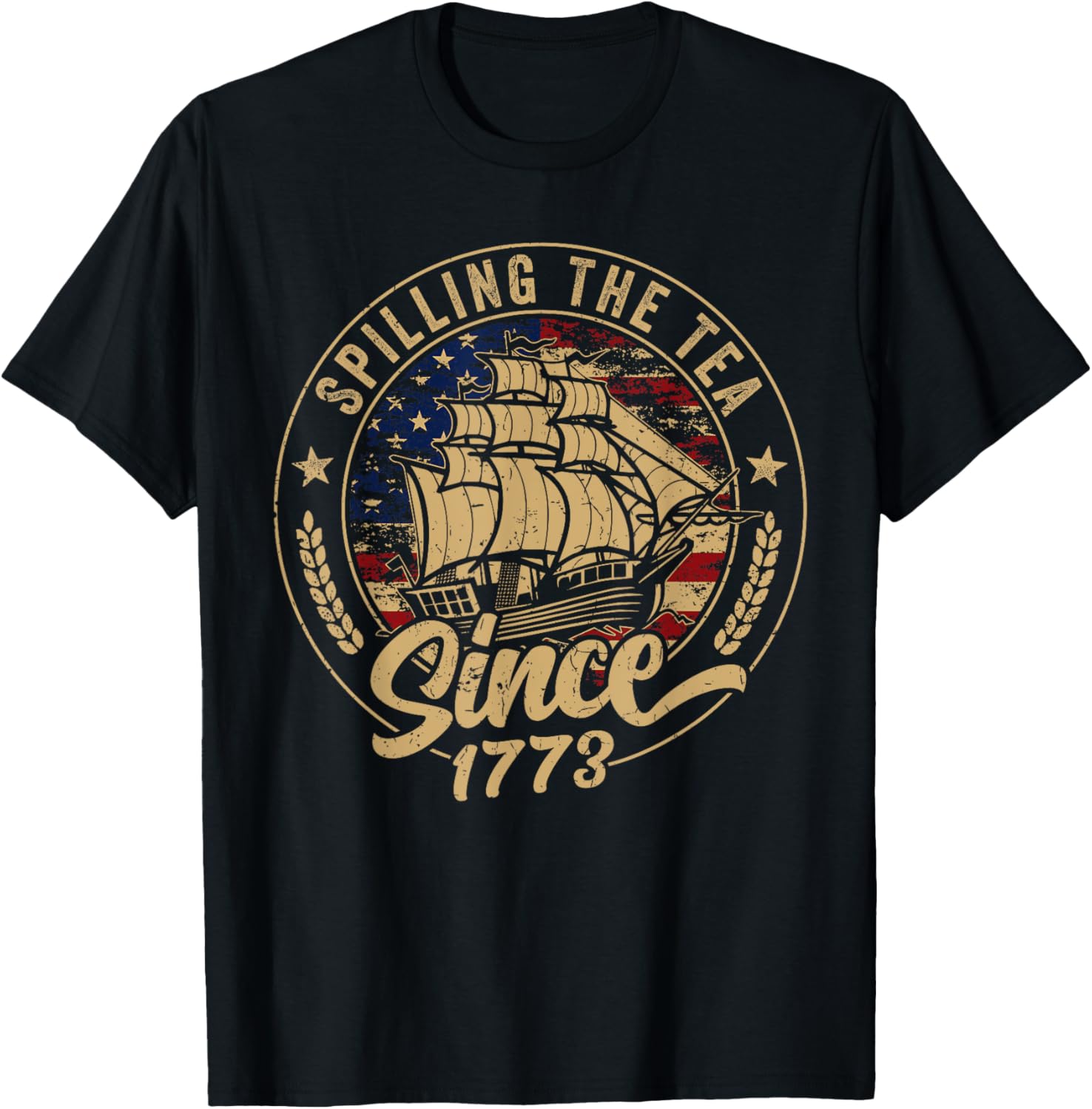 Spilling The Tea Since 1773 Us History Teacher 4th of July Girls Kids Men T-Shirt - T-Shirt | Black
