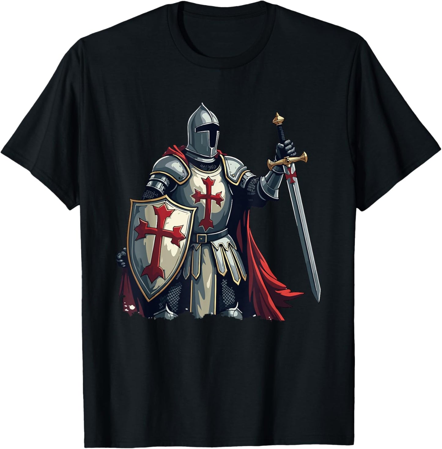 Templar Knight, Warrior & Crusader T-Shirt - T-Shirt | Black