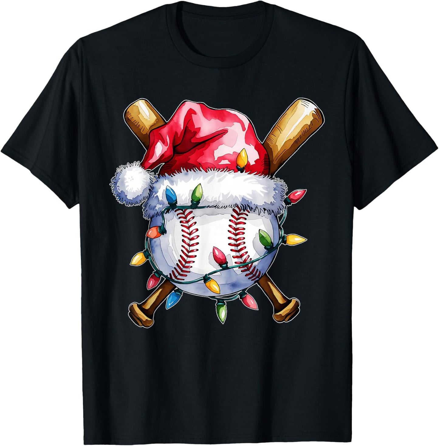 Santa Sports Design Boys Christmas Baseball Player T-Shirt - T-Shirt | Black
