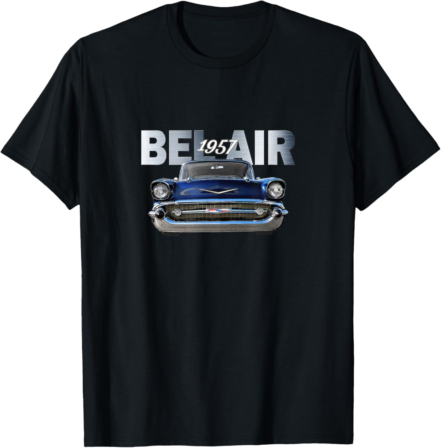 VINTAGE 1957 BEL AIR, AMERICAN, TRI-FIVE CLASSIC 50s CAR ART T-Shirt - T-Shirt | Black