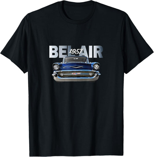 VINTAGE 1957 BEL AIR, AMERICAN, TRI-FIVE CLASSIC 50s CAR ART T-Shirt - T-Shirt | Black