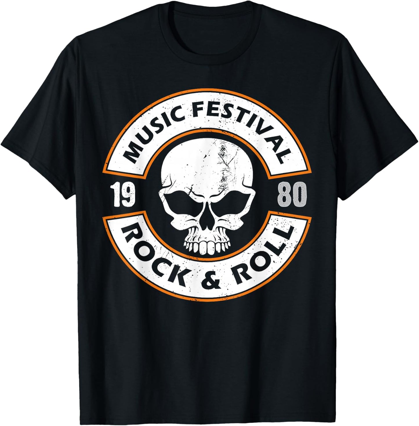 Faded 1980s Rock Roll design For Eighties Rockers Band gift T-Shirt - T-Shirt | Black