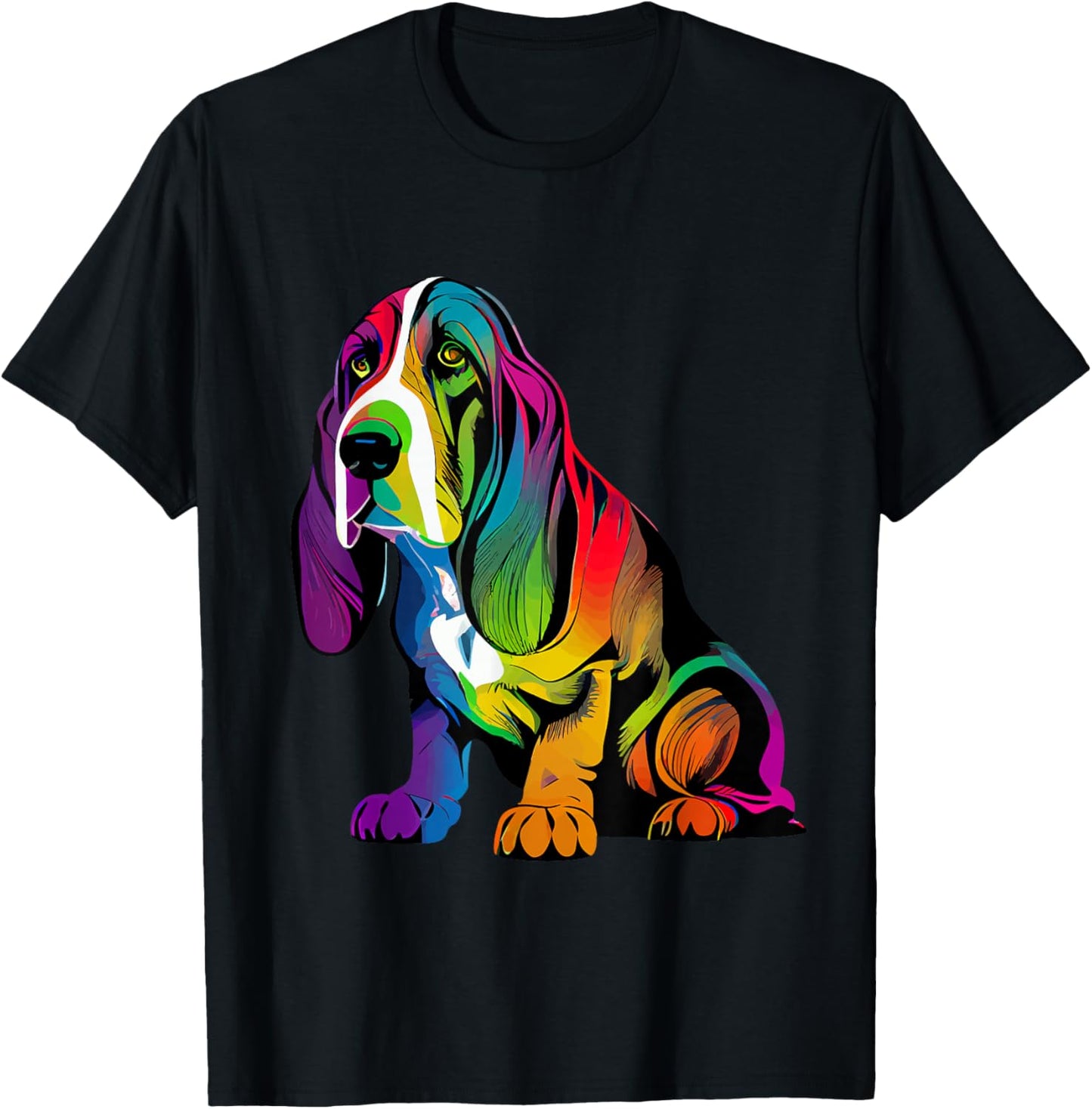Basset Hound Colorful Pop Art Splash Art Tie Dye T-Shirt - T-Shirt | Black