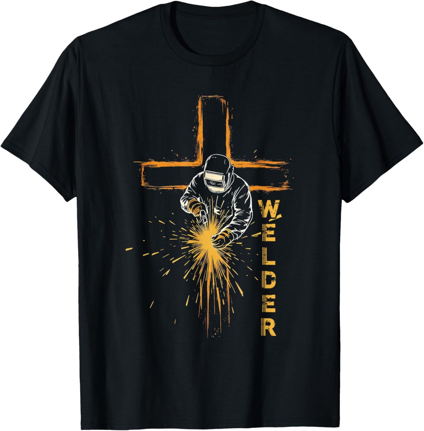 Welder Christian Cross Weld Welding Dad Jesus Lover T-Shirt - T-Shirt | Black