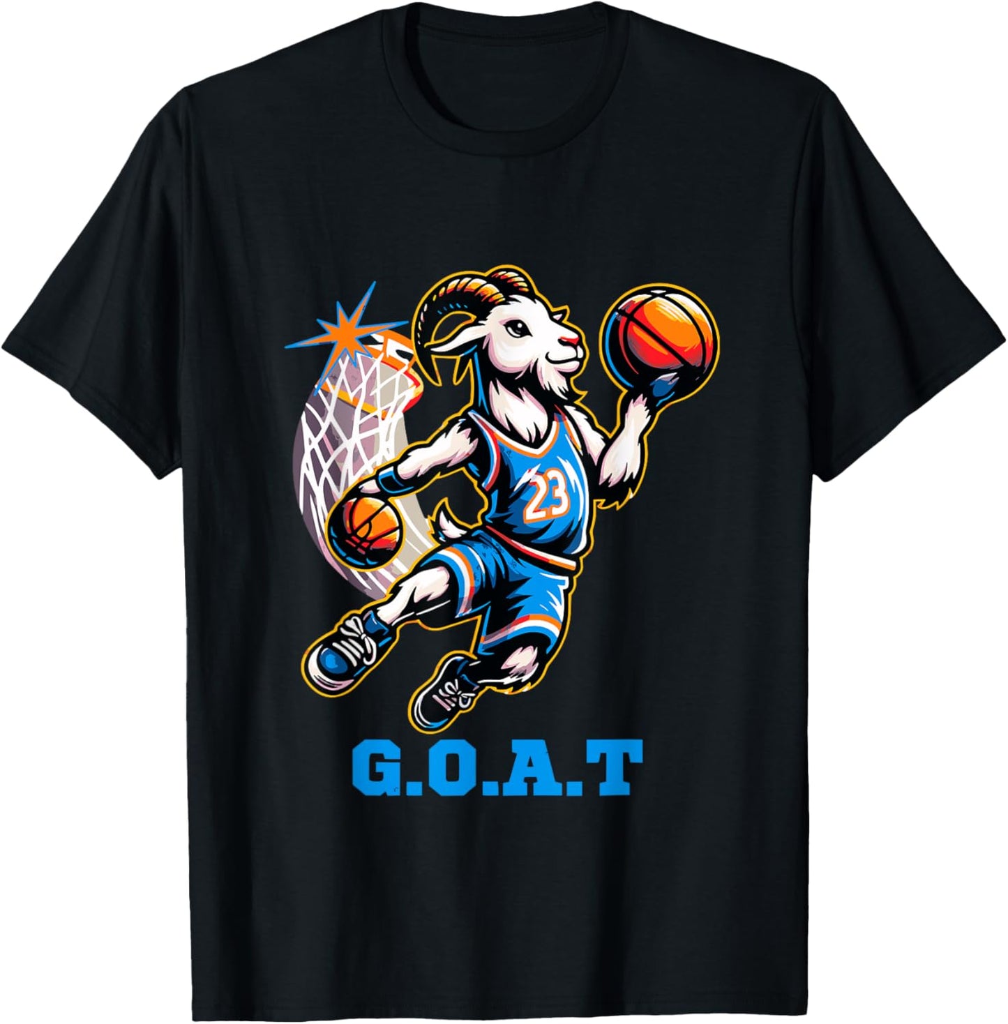 G.O.A.T Goat Basketball Player Playing Basketball Funny T-Shirt - T-Shirt | Black
